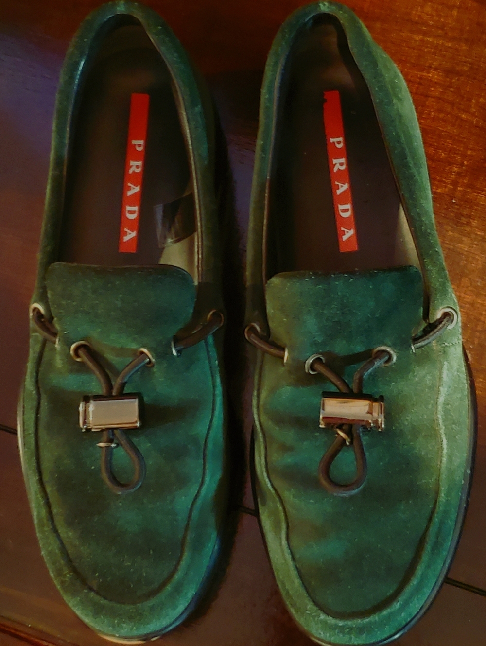 Prada Ladies Green Suede Toggle Loafers/ Walking Shoes 37½EU/ 7.5US